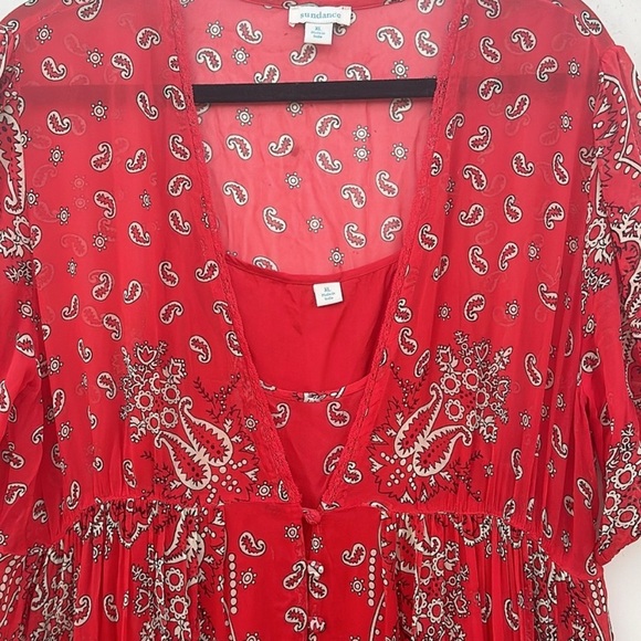 Paisley and Floral Red Sundance Midi Dress Size XL - Picture 4 of 6